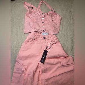 Fashion nova pink cargo set size 3